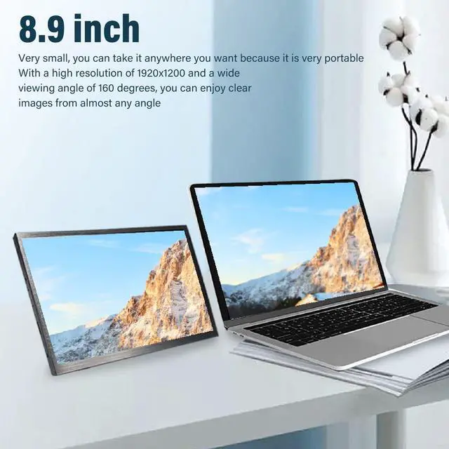 Alt view image 2 of 5 - 8.9 Inch Touchscreen Monitor, 1920x1200 Portable Screen, for HDMI LCD Display 160 Degrees Full View Display Panel for RPi 4 3 2 for Zero B A for for OS X