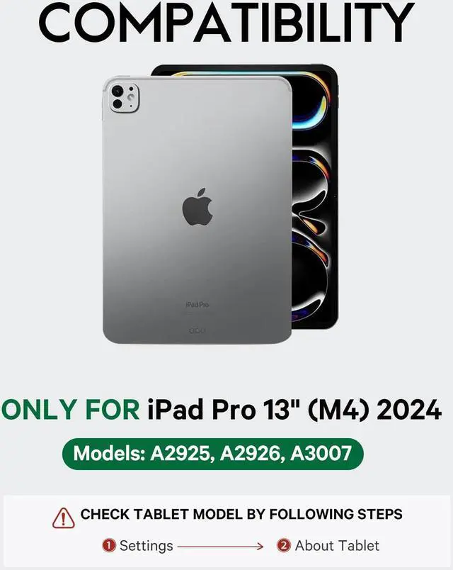 Alt view image 2 of 5 - GreenLaw for iPad 13 Pro Case with Keyboard (M4) 2024, Semi-Silicone Material Stain-Resistant Cover, 7 Color Backlit, Smart Trackpad, Detachable Keyboard Case for iPad Pro 13 inch, Black