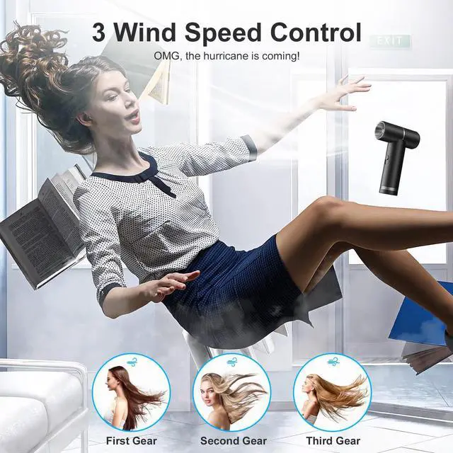 Alt view image 5 of 5 - HAGOOGI Electric Air Duster, Portable Compressed Air Duster 4 Speeds Rechargeable Air Blower for Cleaning Keyboards Computers Outdoors,Car,Home (Matte Black)