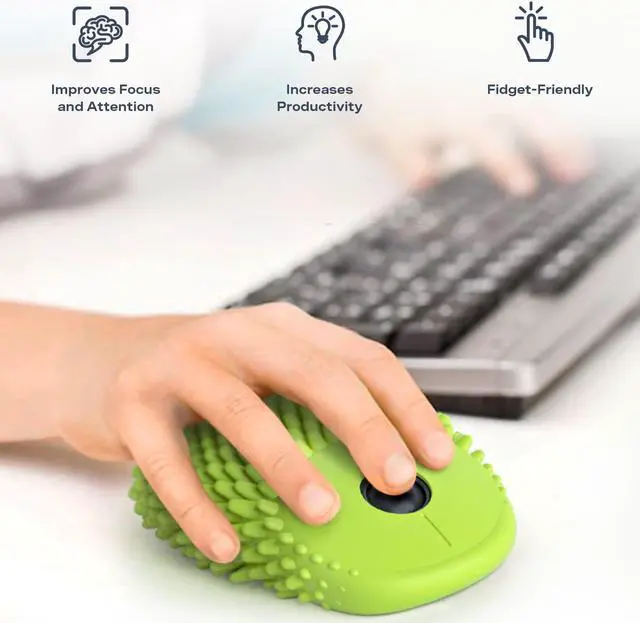 Alt view image 3 of 5 - HedgeHog Health Hoglet Wireless Computer Mouse  Cute, Functional, and Tactile Fidget Tool. Combines Stress Relief with Comfort and Style, Perfect for Enhancing Focus and Productivity (Green)