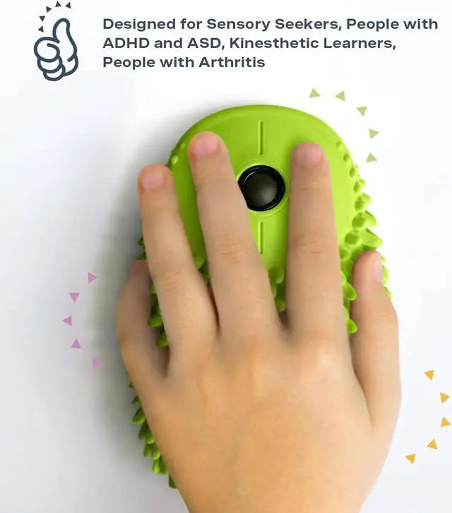 Alt view image 4 of 5 - HedgeHog Health Hoglet Wireless Computer Mouse  Cute, Functional, and Tactile Fidget Tool. Combines Stress Relief with Comfort and Style, Perfect for Enhancing Focus and Productivity (Green)