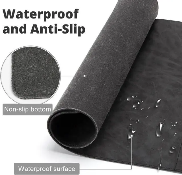 Alt view image 3 of 5 - Magnetic Wireless Charging Desk Mat, 23.4"x15.6" Large Office Mouse Pad, Microfiber Leather Mouse Mat with Ultra-Smooth Surface, Waterproof Computer Keyboard Desk Mat for Office & Home, Laptop, Grey