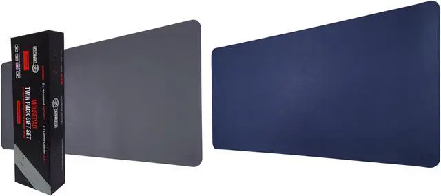 Alt view image 2 of 5 - ICONIC - PRO PC GEAR PU Leather Desk Mat| Premium Mouse Pad with Bonus Coaster | Stylish, Durable, Waterproof Mouse Pad for Office & Home (Navy Blue+Steel Grey, XXL -PU Twin Set)