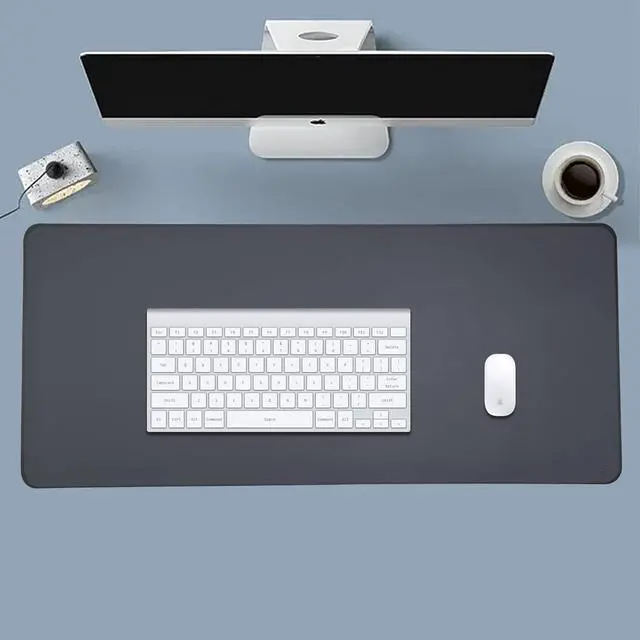 Alt view image 5 of 5 - ICONIC - PRO PC GEAR PU Leather Desk Mat| Premium Mouse Pad with Bonus Coaster | Stylish, Durable, Waterproof Mouse Pad for Office & Home (Navy Blue+Steel Grey, XXL -PU Twin Set)