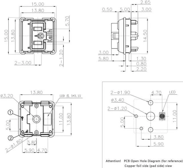Alt view image 4 of 5 - Mciepny Kailh Choc Low Profile White Clicky Switch, 5-Pin 50gf 1350 Chocolate Switch,RGB SMD,for Mechanical Gaming Keyboard (Choc White 90pcs)