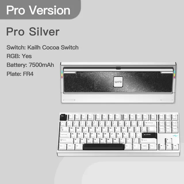 Alt view image 2 of 5 - KEEBMONKEY WOBKEY Crush 80 Reboot CNC Aluminum 5-Second Quick-Release Triple-Mode Connectivity Mechanical Keyboard with Superior Acoustics (Pro Silver)