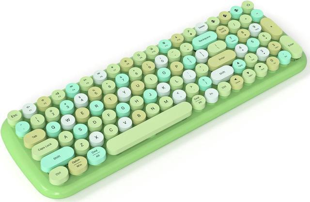 Main image of KNOWSQT Bluetooth Keyboard - Green Colorful Multi Device Wireless Typewriter Keyboards - Round Keycaps 100 Keys Cute Keyboard for Windows, Laptop, PC, Tablet, iPad, iPhone, Chrome