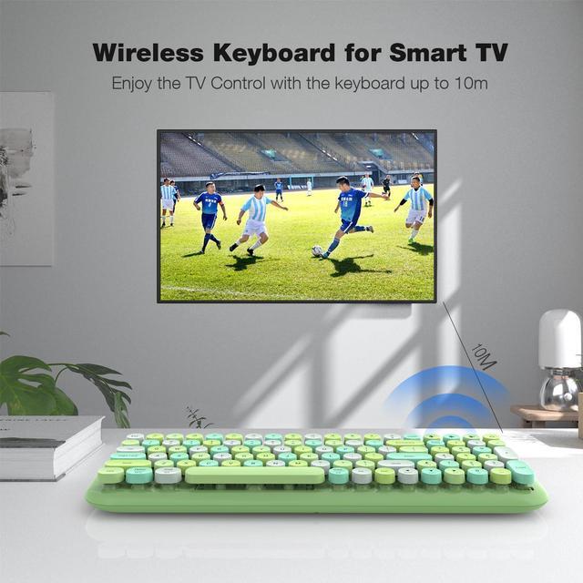 Alt view image 5 of 5 - KNOWSQT Bluetooth Keyboard - Green Colorful Multi Device Wireless Typewriter Keyboards - Round Keycaps 100 Keys Cute Keyboard for Windows, Laptop, PC, Tablet, iPad, iPhone, Chrome