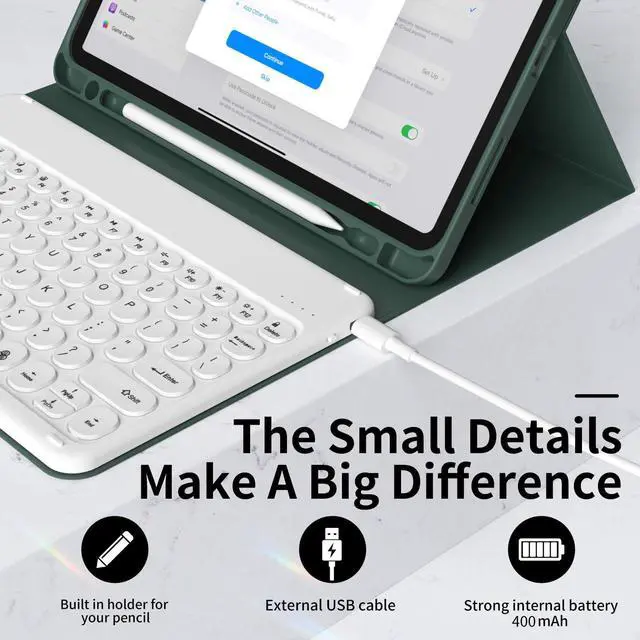 Alt view image 4 of 5 - KVTVOU for iPad Pro 11 Inch 4th/3rd/2nd Generation Keyboard Case (2022/2021/2020) - 7 Colors Backlit Magnetically Detachable Wireless Bluetooth Keyboard & Lightweight Stand Folio Cover, Dark Green