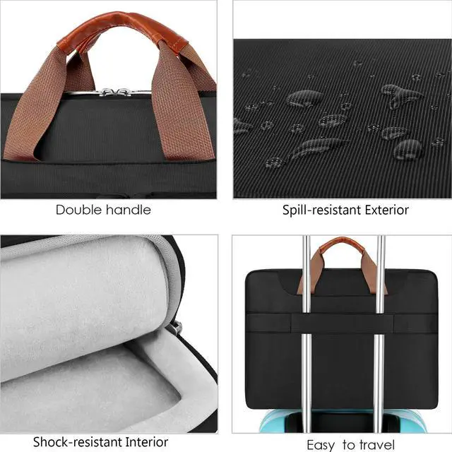 Alt view image 5 of 5 - Lacdo 360° Protective Laptop Shoulder Bag, 14 inch Laptop Bag for 14 inch New MacBook Pro M4/M3/M2/M1 Chips Pro Max A3112 A3401 A3185 A2918 A2992 A2779 A2442 2024-2021 Computer Messenger Bag, Black