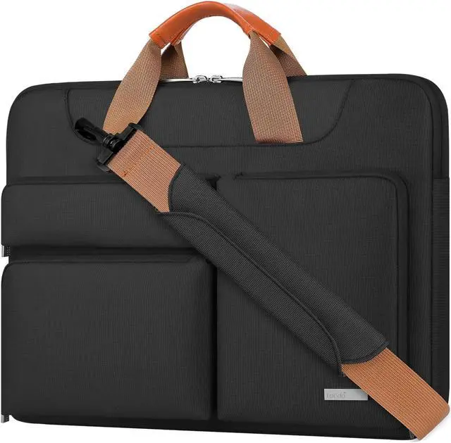 Main image of Lacdo 360° Protective Laptop Shoulder Bag, 14 inch Laptop Bag for 14 inch New MacBook Pro M4/M3/M2/M1 Chips Pro Max A3112 A3401 A3185 A2918 A2992 A2779 A2442 2024-2021 Computer Messenger Bag, Black