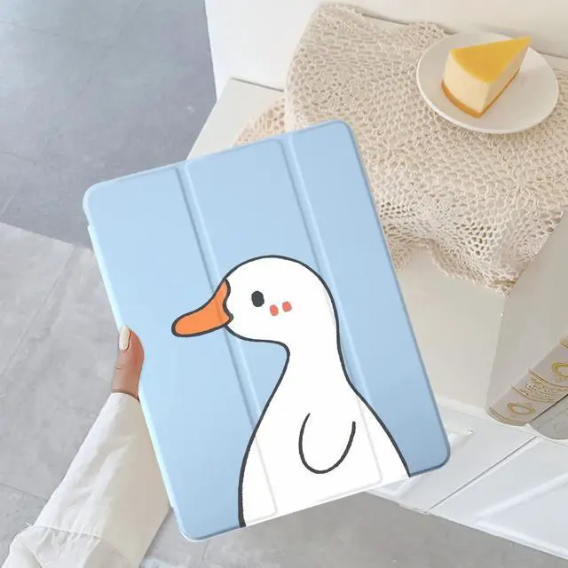 Alt view image 2 of 5 - Cute Kawaii Duck for iPad (A16) 11th Generation Case 11 Inch 2025, for iPad 10th Generation Case 10.9 Inch 2022 with Pencil Holder, Auto Sleep/Wake, Blue Leather Soft TPU Back Cover