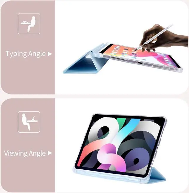 Alt view image 4 of 5 - Cute Kawaii Duck for iPad (A16) 11th Generation Case 11 Inch 2025, for iPad 10th Generation Case 10.9 Inch 2022 with Pencil Holder, Auto Sleep/Wake, Blue Leather Soft TPU Back Cover