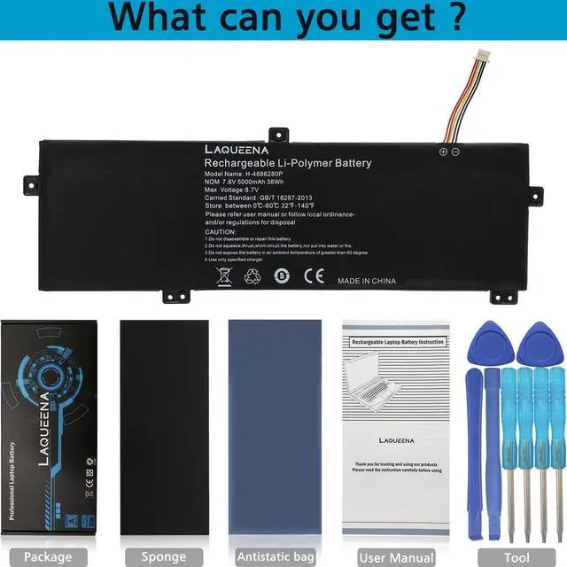 Alt view image 3 of 5 - LAQUEENA H-4886280P Laptop Battery Compatible with Gateway GWTN156-11BK GWTN156 Series U3576127PV U3576127 5080270P 4886280P 4-Cell 7.6V 38Wh