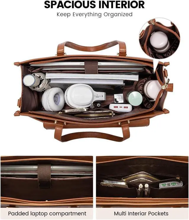 Alt view image 2 of 5 - LOVEVOOK Laptop Bag for Women, 15.6'' Laptop Tote Purse 2-in-1 Professional Work Bag Business Briefcase with Clutch Purse, Waterproof Vintage Leather Computer Handbag for Teacher Office Travel