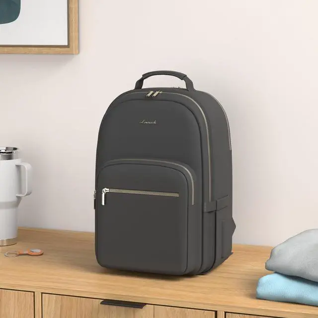 Alt view image 2 of 5 - LOVEVOOK Laptop Backpack for Women 15.6 inch,Cute Womens Travel Backpack Purse,Professional Laptop Computer Bag,Waterproof Work Business College Teacher Bags Carry on Backpack with USB Port,Black-2