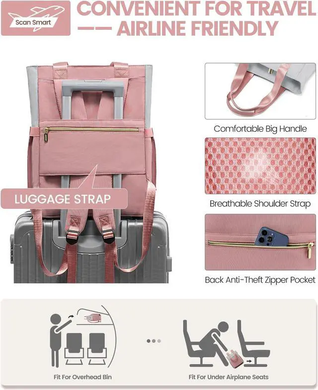 Alt view image 4 of 5 - LOVEVOOK Laptop Backpack for Women, 15.6 Inch Work Laptop Bag Teacher Nurse Backpack, Wide Open Travel Backpack Purse Convertible Business Computer Tote Daypack