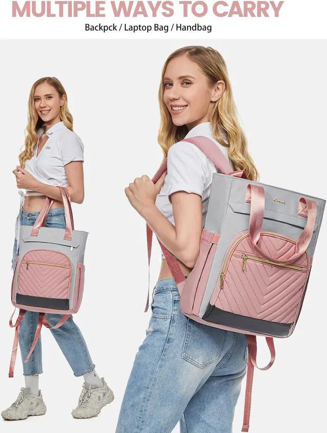Alt view image 5 of 5 - LOVEVOOK Laptop Backpack for Women, 15.6 Inch Work Laptop Bag Teacher Nurse Backpack, Wide Open Travel Backpack Purse Convertible Business Computer Tote Daypack