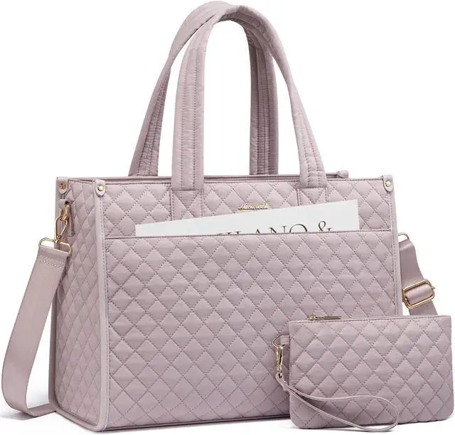 Main image of LOVEVOOK Laptop Tote Bag for Women,Canvas Work Tote Bag for Women with Clutch Purse,15.6 Inch Computer Briefcase Bag,Professional Teacher Business Office Bag,Lightweight Shoulder Travel