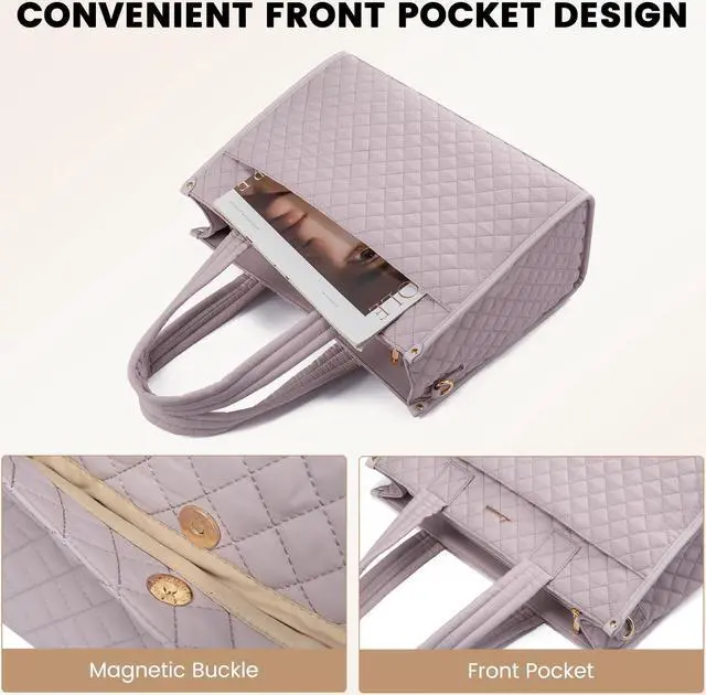 Alt view image 2 of 5 - LOVEVOOK Laptop Tote Bag for Women,Canvas Work Tote Bag for Women with Clutch Purse,15.6 Inch Computer Briefcase Bag,Professional Teacher Business Office Bag,Lightweight Shoulder Travel