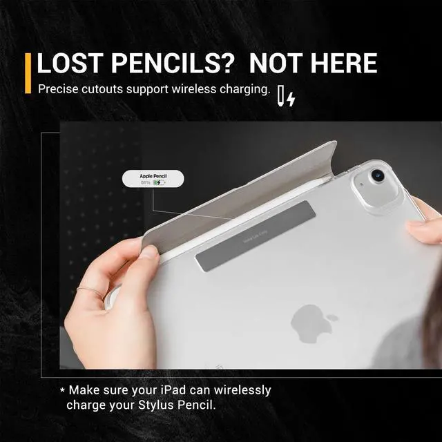 Alt view image 5 of 5 - MAGEASY Case for 2025 M3 & 2024 M2 iPad Air 11" - Folio Case with Multi-fold, Multi-Angle Stand, Apple Pencil Holder, Stain-Resistant - Facet | Starlight White