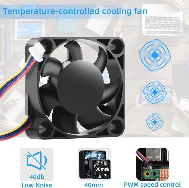 Alt view image 4 of 5 - Raspberry Pi 5 Ultimate Starter Kit (8GB RAM)/Raspberry Pi OS Pre-Installed(128GB Edition)/Transparent Case with Low Noise Fan&Heatsinks Set / 27W USB-C Power Supply/ 2er Set of 4K Micro HDMI Cables