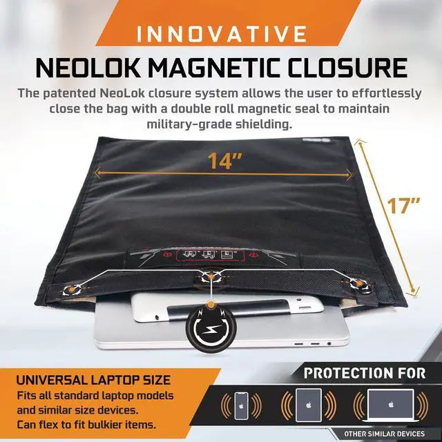 Alt view image 3 of 5 - Mission Darkness NeoLok Non-window Faraday Bag for Laptops (+ Secure Magnetic Closure) // Device Shielding for Law Enforcement & Military, Data Security, Anti-Hacking & Anti-Tracking Assurance