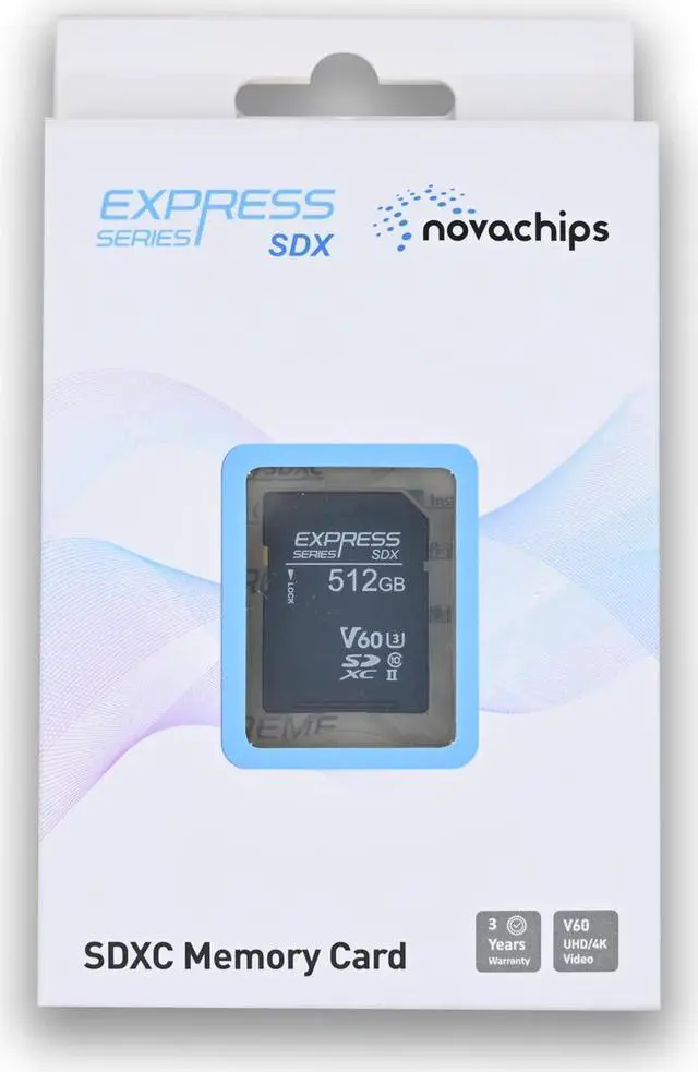Alt view image 3 of 5 - Novachips 512GB Express SDXC V60 UHS-II Memory Card - Nikon/Panasonic/Canon/Sony/Fujifilm (NP467C512GTX3)