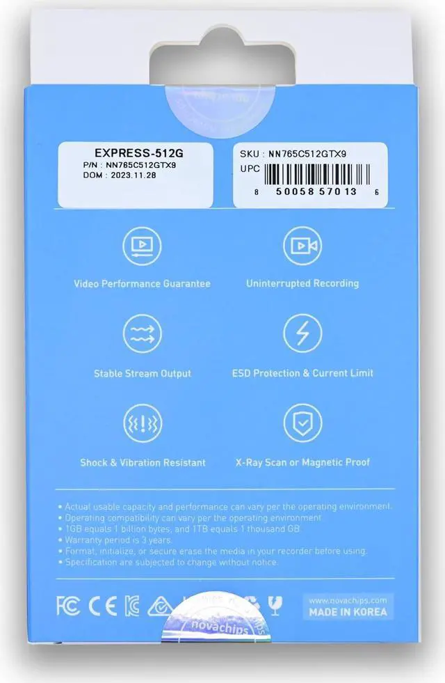 Alt view image 5 of 5 - Novachips 512GB Express SDXC V60 UHS-II Memory Card - Nikon/Panasonic/Canon/Sony/Fujifilm (NP467C512GTX3)