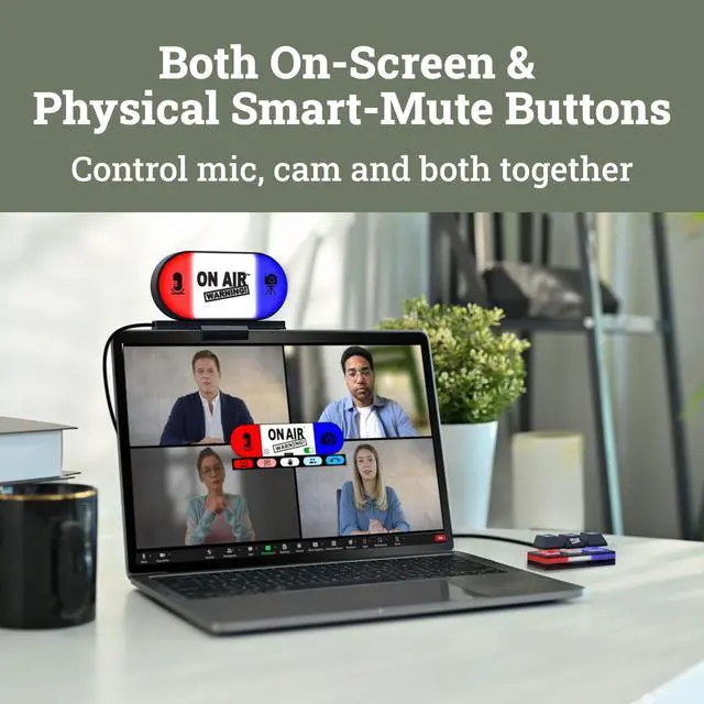 Alt view image 3 of 5 - MuteKit - Mute Button, Busy Light for Cam, Mic & in-Meeting Status. Requires Free Software Download. Customize Colors. All-Mute Button, Secure Mute, Works with Zoom, Teams Meet, Webex, etc., Mac & PC