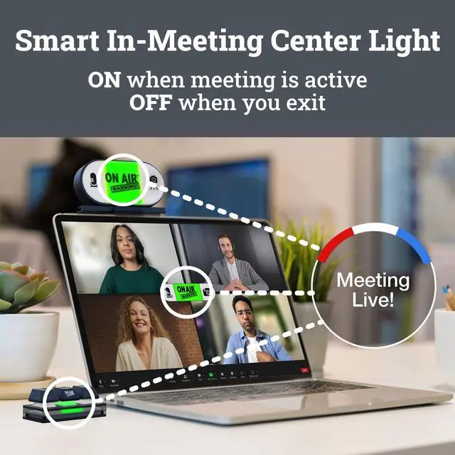 Alt view image 4 of 5 - MuteKit - Mute Button, Busy Light for Cam, Mic & in-Meeting Status. Requires Free Software Download. Customize Colors. All-Mute Button, Secure Mute, Works with Zoom, Teams Meet, Webex, etc., Mac & PC