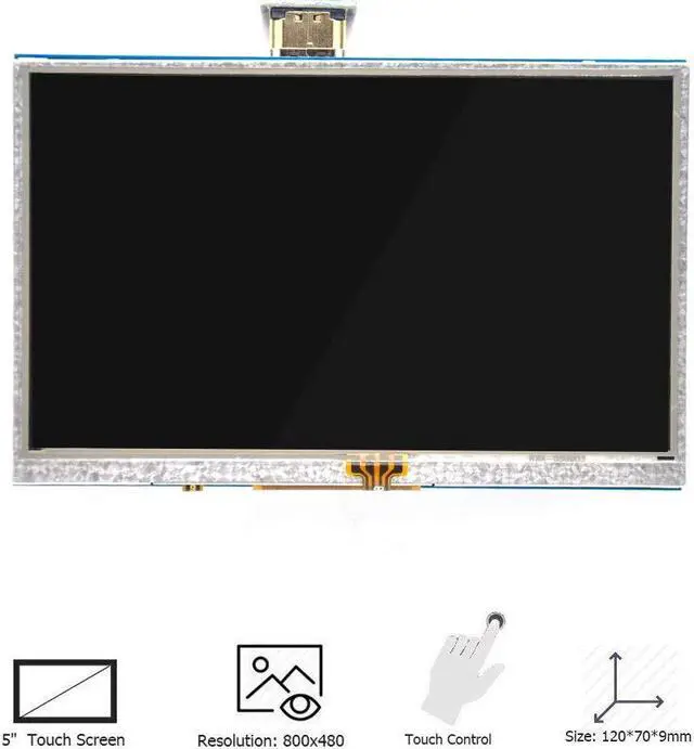 Alt view image 5 of 5 - Padarsey 5 inch Touch Screen 800x480 TFT LCD Display HDMI Interface Supports Raspberry Pi 4 Black, Banana Pi Windows 10 8 7