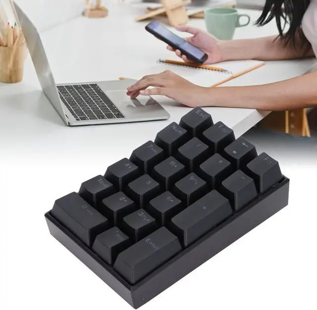 Alt view image 2 of 5 - USB Numeric Keypad, LED Backlit 21-Key Mechanical Numpad for PC Gamers, Ergonomic Wired Number Pad for Desktop Laptop, Mini Portable Numeric Keypad for Home and Office, Plug and Play (Red Switch)