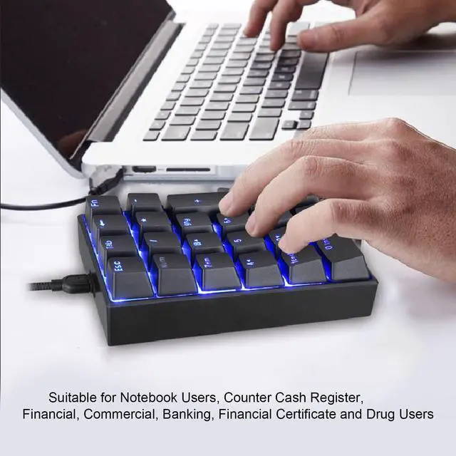 Alt view image 3 of 5 - USB Numeric Keypad, LED Backlit 21-Key Mechanical Numpad for PC Gamers, Ergonomic Wired Number Pad for Desktop Laptop, Mini Portable Numeric Keypad for Home and Office, Plug and Play (Red Switch)