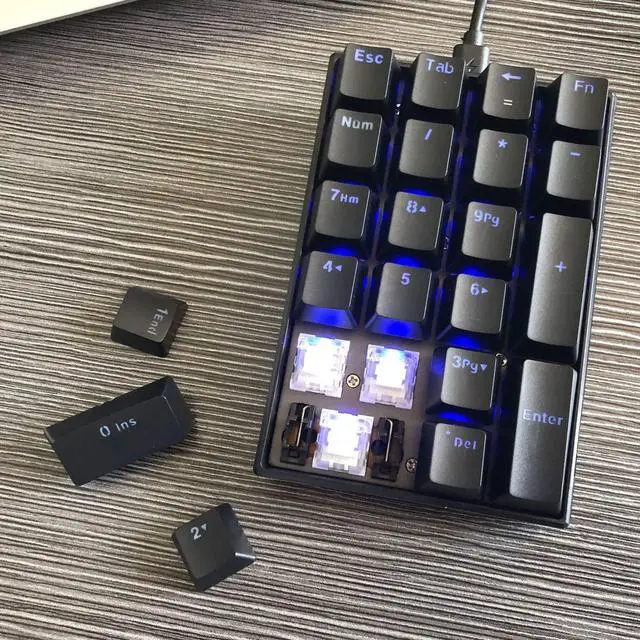 Alt view image 4 of 5 - USB Numeric Keypad, LED Backlit 21-Key Mechanical Numpad for PC Gamers, Ergonomic Wired Number Pad for Desktop Laptop, Mini Portable Numeric Keypad for Home and Office, Plug and Play (Red Switch)