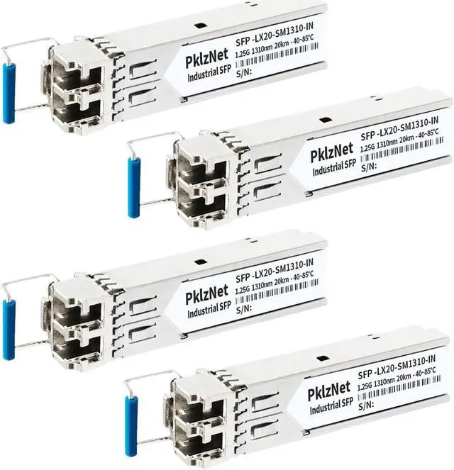 Main image of 4Pcs 1.25G SFP Single Mode Industrial Grade Fiber Module Network Transceiver, LX SM1310nm 20km DDM, LC Duplex Interface
