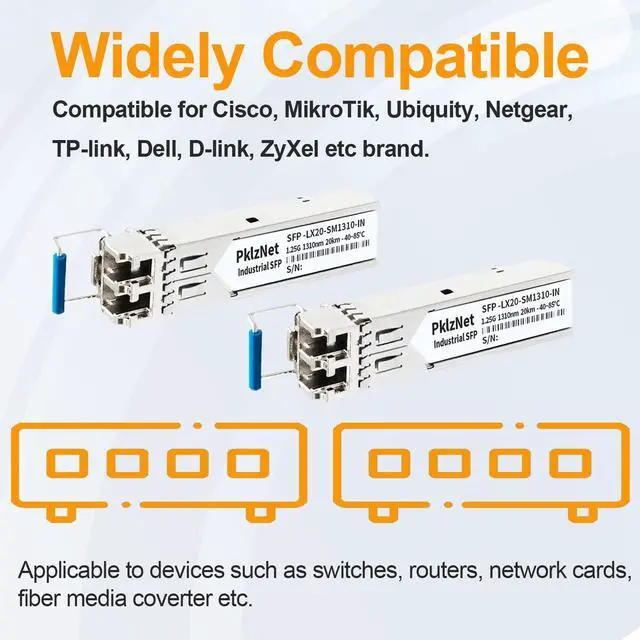 Alt view image 2 of 5 - 4Pcs 1.25G SFP Single Mode Industrial Grade Fiber Module Network Transceiver, LX SM1310nm 20km DDM, LC Duplex Interface