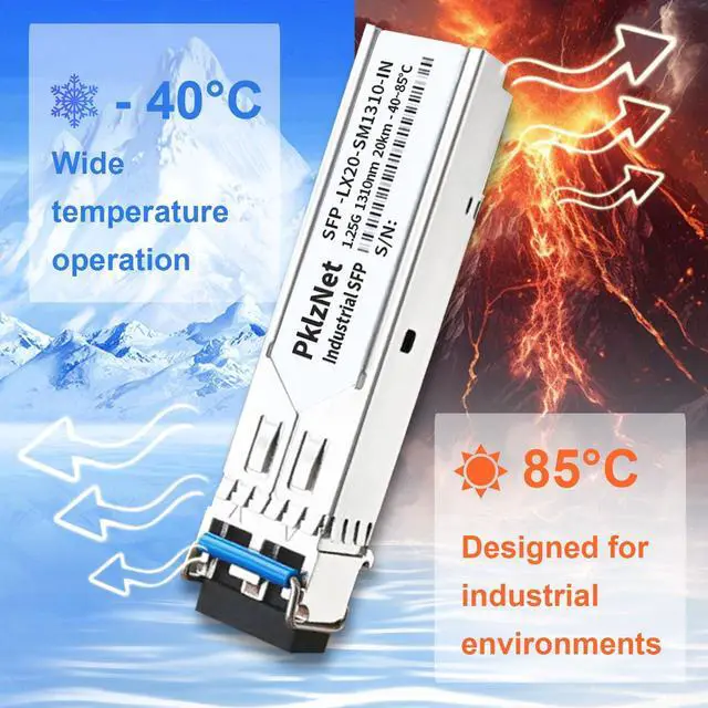 Alt view image 3 of 5 - 4Pcs 1.25G SFP Single Mode Industrial Grade Fiber Module Network Transceiver, LX SM1310nm 20km DDM, LC Duplex Interface