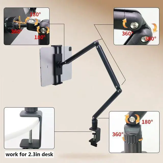Alt view image 2 of 3 - Purboah Tablet Stand Holder for ipad,Portable Monitor Stand Holder 15.6',16'',Tablet Arm for ipad Desk Mount with 360degRotate Base,Fits for 4.7-16" Phone,Kindle,Fire HD,Nintendo Switch