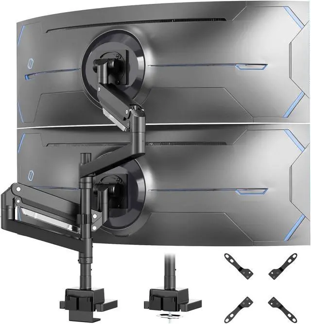 Main image of 17-57 inch Dual Vertical Monitor Mount, Heavy Duty Monitor Arm for 2 Monitors, up to 59.4 lbs, Extra Tall/Wide Adjustable, Premium Aluminum Dual Monitor Desk Mount, VESA 75x75-200x200 mm