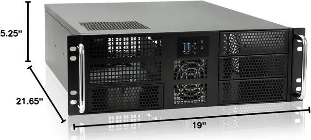 Alt view image 5 of 5 - 3U EATX/ATX Chassis with 5-Bay Hotswap HDD cage