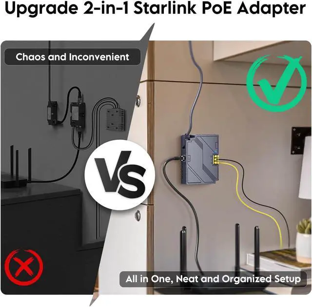 Alt view image 5 of 5 - QUIDDITY Starlink Gen2 Poe Injector, 3 in 1 Universal 150W Gigabit Ethernet PoE - Compatible with Starlink Standard (V2) Dish - DC 9-36V GigE Passive & ESD Protection for Starlink Gen 2 Dishy
