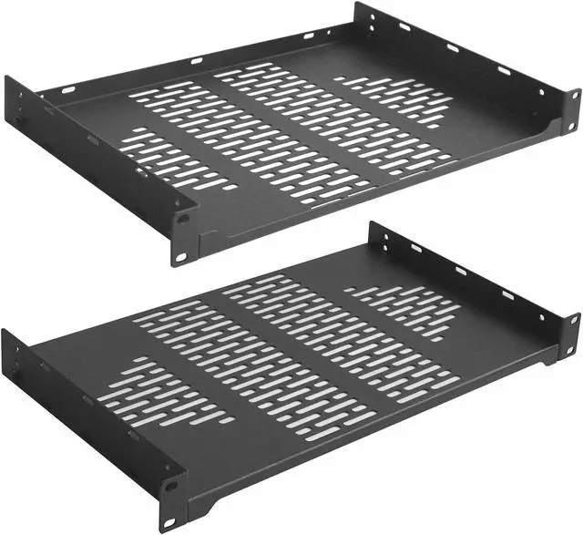 Main image of RIVECO 2 PCS 10 Rack Shelves for 19 inches Network Rack & Cabinets, 1U Rack Mount Shelf Vented Cantilever Tray, for Server, IT & Sound Equipment