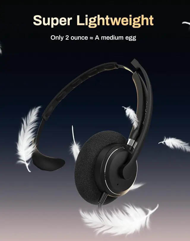 Alt view image 3 of 5 - USB Headset with Microphone for PC, Computer Headset with Call Answer Button for MS Teams & IP Phones, Wired Headphone with Noise Reduction Microphone, Lightweight Design for All-Day Comfort (Black)