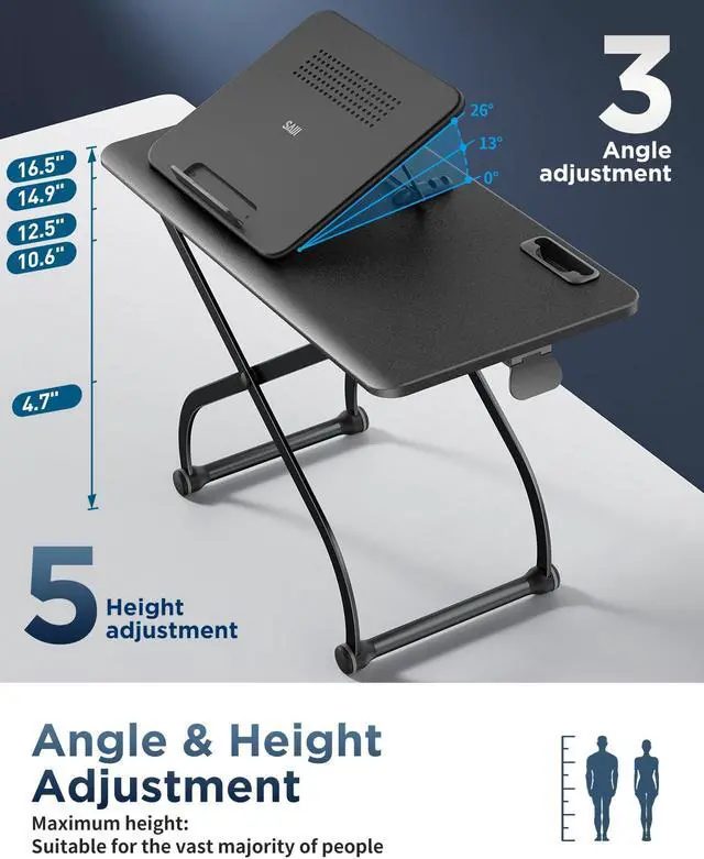 Alt view image 3 of 4 - SAIJI Standing Desk Converter + Bed Table