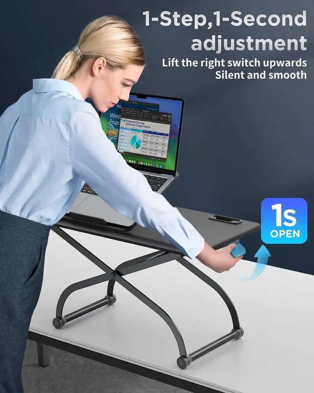 Alt view image 2 of 4 - SAIJI Standing Desk Converter + Bed Table