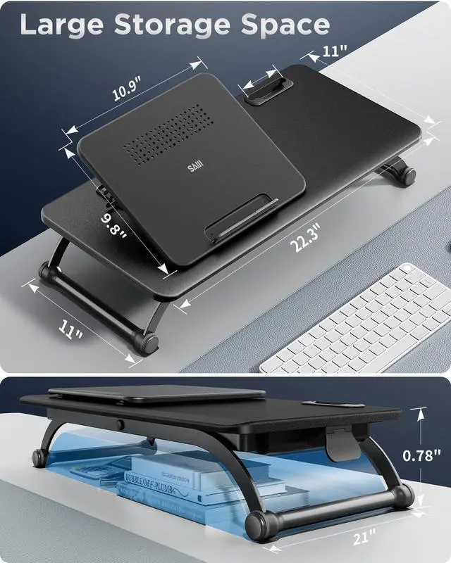 Alt view image 4 of 4 - SAIJI Standing Desk Converter + Bed Table