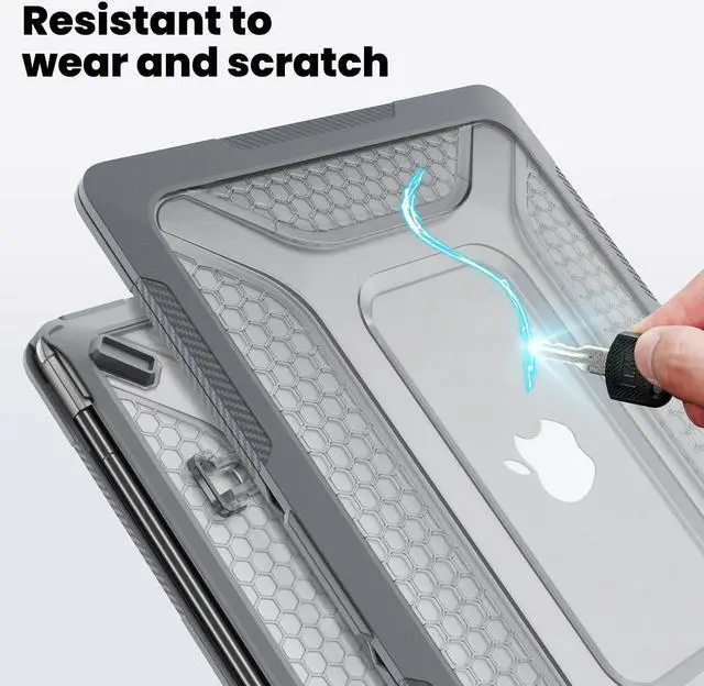 Alt view image 5 of 5 - SEYMAC for MacBook Air 13 inch Case 2022-2018 Release M2 A2337 M1 A2179 A1932, Heavy Duty Plastic Hard Shell Cover with Fold Kickstand Shockproof Function for MacBook Air 13",Grey
