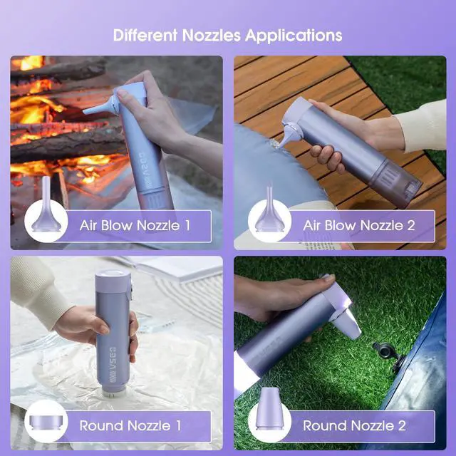Alt view image 5 of 5 - VSGO Cordless Car Vacuum, Compressed Electric Air Duster 17000Pa Suction, 5-in-1 Portable Mini Small Handheld Vacuum, UP to 90 Mins Runtime for Car, Desk, Computer, Keyboard, Home Cleaning (Purple)