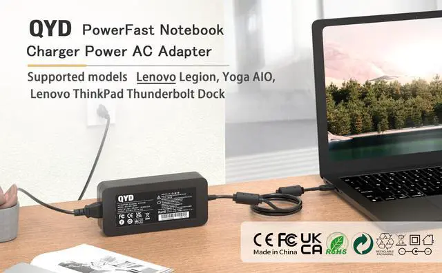 Alt view image 3 of 5 - QYD 300W 20V 15A AC Power Adapter Laptop Charger Compatible with Lenovo Legion 5 Pro 16ACH6H 5-15ITH6H 5-17ITH6H 5-17ACH6H Legion 7 16ITHG6 7-16ACHG6 Gaming Laptop Slim Tip Power Supply Cord